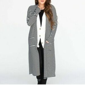Agnes & Dora Black and White Striped Duster